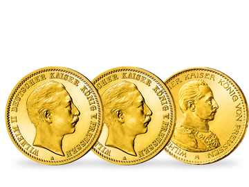 Die drei 20-Mark-Goldmünzen von Wilhelm II. komplett!
