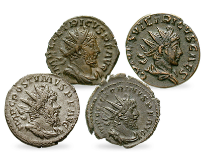 Die Münzen des Gallischen Reiches − 4er-Set Rom, Antoninian 260-274