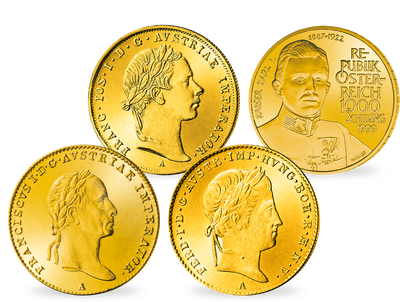 Alle Kaiser Österreichs in Gold − 4er-Komplett-Set 1792-1999