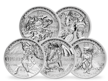 Silber-Gedenkmünzen Set ''Legenden und Mythen'' mit ''Double-High-Relief''-Technik