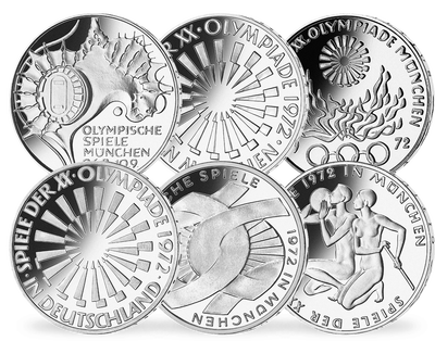 Deutsche 10-DM-Silber-Gedenkmünzen 1972 komplett