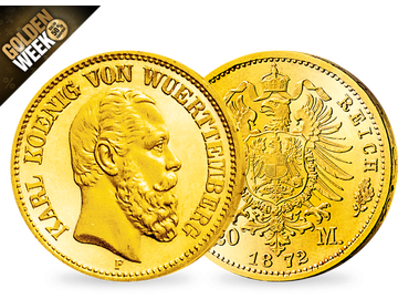 Deutsches Reich/Württemberg 20 Mark 1872-1873 König Karl