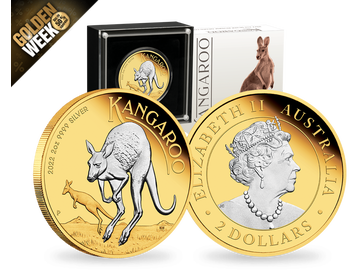 Australien 2022: Vergoldete 2 Unzen Silbermünze 