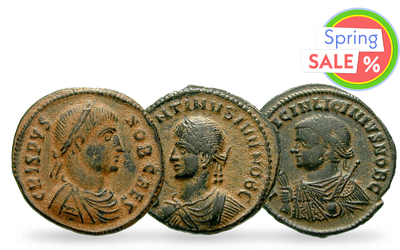 3er-Set antiker Original-Münzen der Söhne von Konstantin dem Großen und Licinius I.