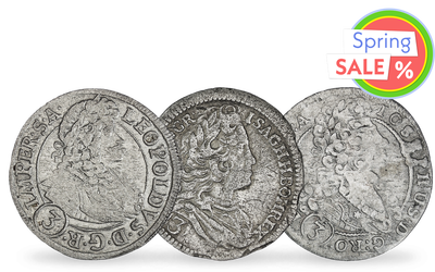3er-Set historischer Silbermünzen aus Böhmen