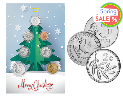 Liebevolle Weihnachtskarte mit 7 handverlesenen Münzen