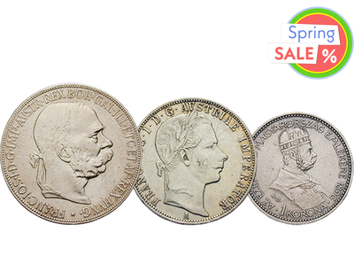 3er-Set historischer Silbermünzen von Kaiser Franz Joseph
