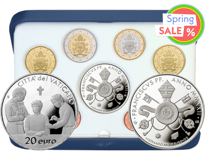 Euro-Kursmünzensatz Vatikan 2022 mit 20-Euro-Silber-Gedenkmünze | Polierte Platte