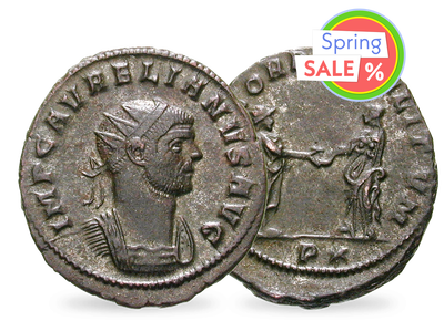 Bronzemünze von Kaiser Aurelianus - der Erbauer der Stadtmauern Roms