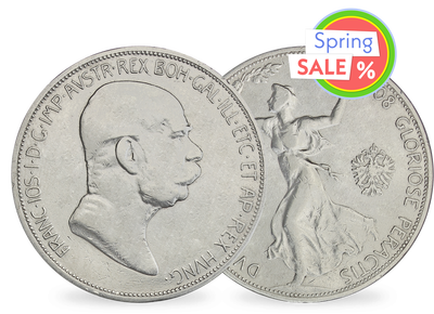 5 Silberkronen von 1908 zum 60-jährigen Regierungsjubiläum von Kaiser Franz Joseph I.