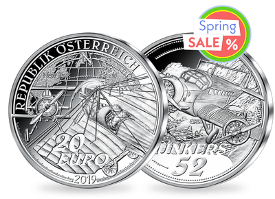 20-Euro-Silbermünze ''Die Ära des Motorflugs'' aus Österreich 2019