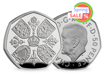 Die erste 50-Pence-Münze mit King Charles III. aus edlem Silber