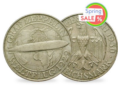 100. Todestag Graf Zeppelin: Originale 3-Reichsmark-Münze in Silber!