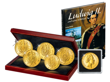 5er-Komplett-Set der Original-Goldmünzen »König Ludwig II.«