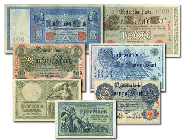 Das 7er-Set Banknoten des Deutschen Kaiserreiches