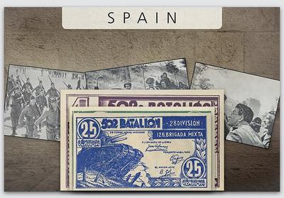 Notgeld im spanischen Bürgerkrieg − 3er-Set Banknoten 1937-1939