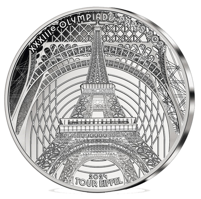 Monnaie de 10 Euros en argent pur «PARIS 2024 - Les Monuments : Tour Eiffelo» 2024