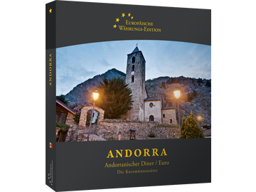 Der Andorra Euro-Kursmünzensatz und der Andorra Diner-Kursmünzensatz in Stilvoller Aufbewahrung