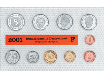 Die deutschen DM-Kursmünzensätze als Prägezeichen-Komplett-Sätze in Stempelglanz