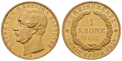 Gold des letzten Königs von Hannover − Georg V. Vereinskrone 1857-1866