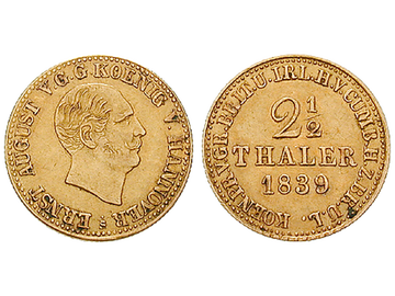 Altdeutschland, 2 1/2 Taler, 1839-1843, Ernst August