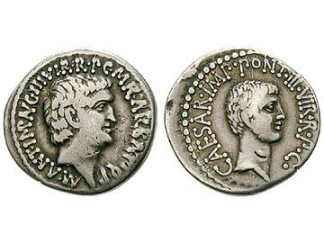 Römische Republik, Denar, 41 v.Chr., Octavian und Marcus Antonius