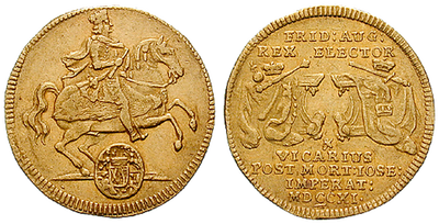 Der goldene Kurfürst hoch zu Ross − Sachsen, Vikariatsdukat 1711
