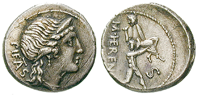 Rettung aus der Hölle des Ätna − Römische Republik, Denar 108 v.Chr.