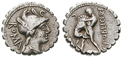 Herkules im Löwenkampf − Römische Republik, Denar 80 v.Chr.
