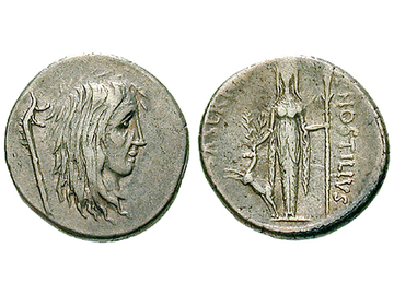 Römische Republik, Denar, 48 v.Chr., L. Hostilius Saserna