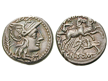 Römische Republik, Denar, 128 v.Chr., Cn. Domitius Ahenobarbus