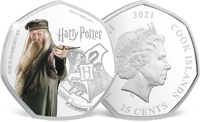 Monnaie heptagonale colorisée & argentée à l’argent pur «Harry Potter - Dumbledore»