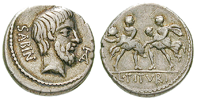 Der Raub der Sabinerinnen − Römische Republik, Denar 89 v.Chr.