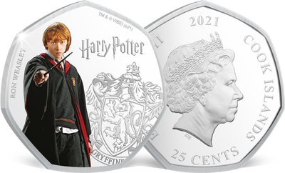 Monnaie heptagonale colorisée & argentée à l’argent pur «Harry Potter - Ron Weasley»