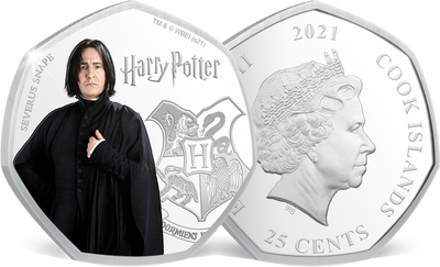 Monnaie heptagonale colorisée & argentée à l’argent pur «Harry Potter - Severus Snape»