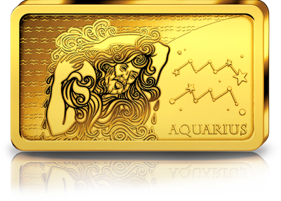 Sternzeichen-Gold-Barrenmünze: Wassermann