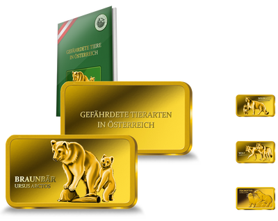 Österreichs gefährdete Tiere in reinem Gold
