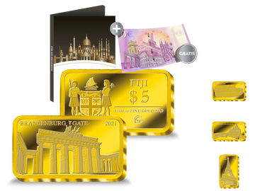 Internationale Wahrzeichen: Goldbarren „Brandenburger Tor