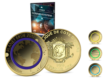 „Unser Sonnensystem auf den kleinsten Goldmünzen der Welt“ – Ihre Startlieferung: „Planet Erde“!