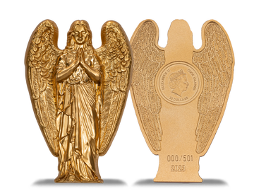 Der Engel der Barmherzigkeit - mit reinstem Gold veredelte Skulpturmünze!