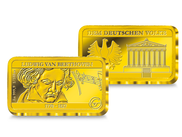 Premium Feingoldbarren in 1/100 Unze: Ludwig van Beethoven