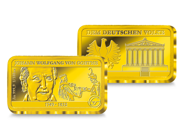 Premium Feingoldbarren in 1/100 Unze: Johann Wolfgang Goethe