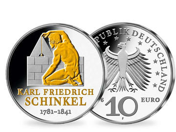 10-Euro-Münze „„225. Geburtstag Karl Schinkel“ mit Feingold-Veredelung!