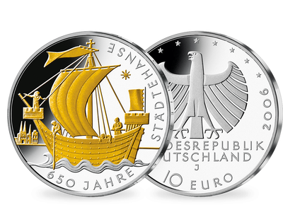 Die teilvergoldete 10-Euro-Silberausgabe „650 Jahre Städtehanse“ 2006!