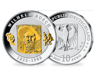 Die teilvergoldete 10-Euro-Silberausgabe „Wilhelm Busch“ 2007!