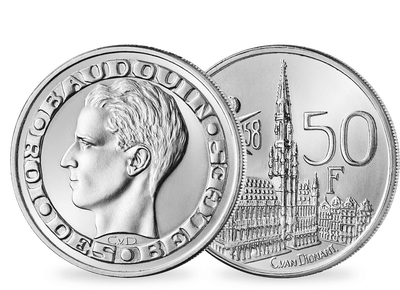 Belgien - Weltausstellung Brüssel − Baudouin I. 50 Francs  Silber 1958