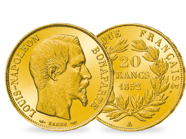 Die 20-Francs-Goldmünze von Präsident Louis-Napoleon Bonaparte