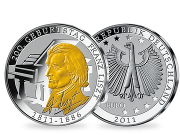 Die 10-Euro-Münze „200. Geburtstag Franz Liszt“ mit Feingold veredelt!