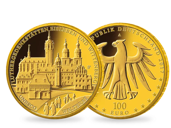 100-Euro-Gold-Gedenkmünze: UNESCO Welterbe Luthergedenkstätten Eisleben und Wittenberg