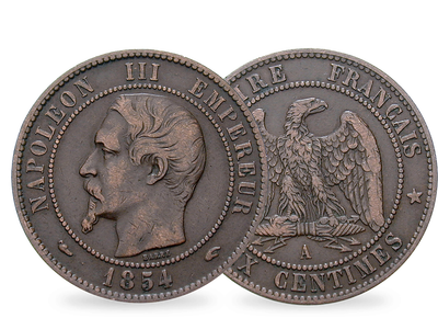 Napoleon III. erste 10 Centimes − Frankreich, 10 Centimes 1852-1857